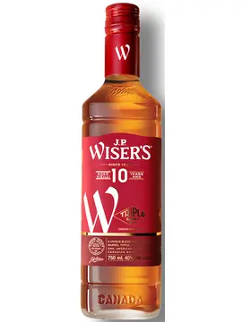 J.P. Wiser's 10 Yo Canadian Whisky 750ml bottle